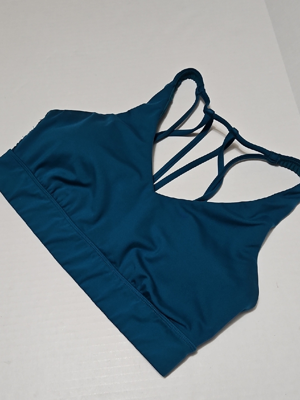 all in motion Strappy Back Sports Bra - Teal Blue With Removable Pads Size M